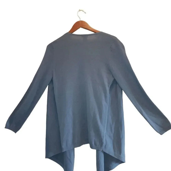 Ann Taylor Cardigan Sweater Womens Medium Navy Knit Rayon Long Sleeve Open Front - Picture 2 of 12